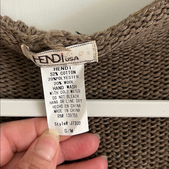 Hendi Brown Wool Blend Cardigan Sweater w/Faux Fur S/M - Picture 3 of 7